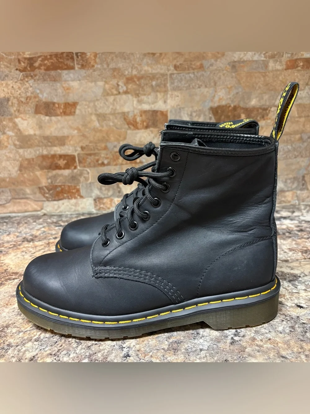 Dr Martens Black Leather Boots Mens Size 8